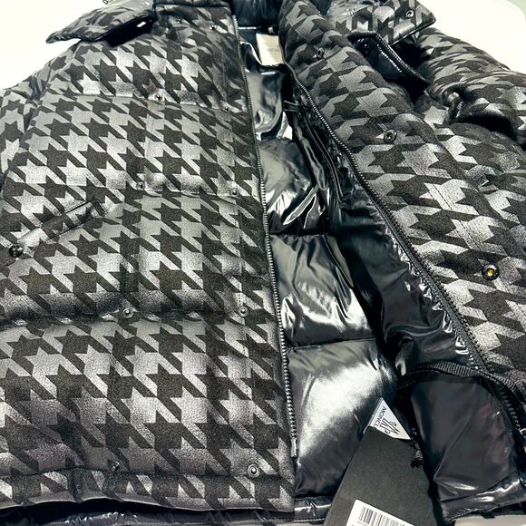 RARE Moncler X Frgmt Borage Down Jacket Men 2/ M Black Houndstooth Full Zip NWT - Picture 13 of 16